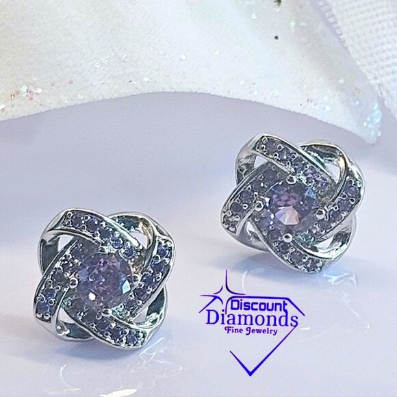 Amethyst  Stud Push Back Earrings on 925 Sterling Silver - Picture 3 of 11